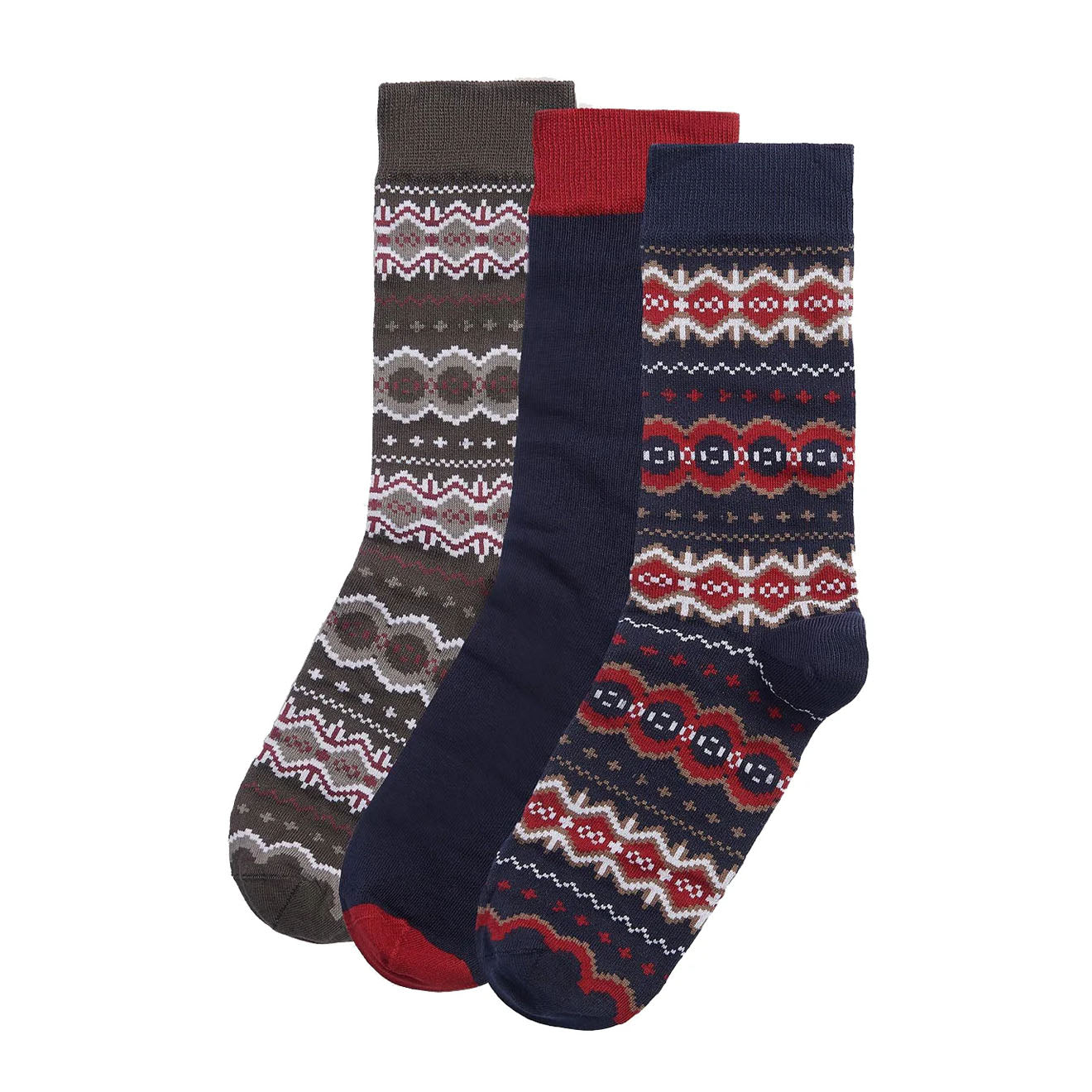 Barbour Fairisle Sock Gift Box Cranberry / Classic Black Slate Mix - The Sporting Lodge