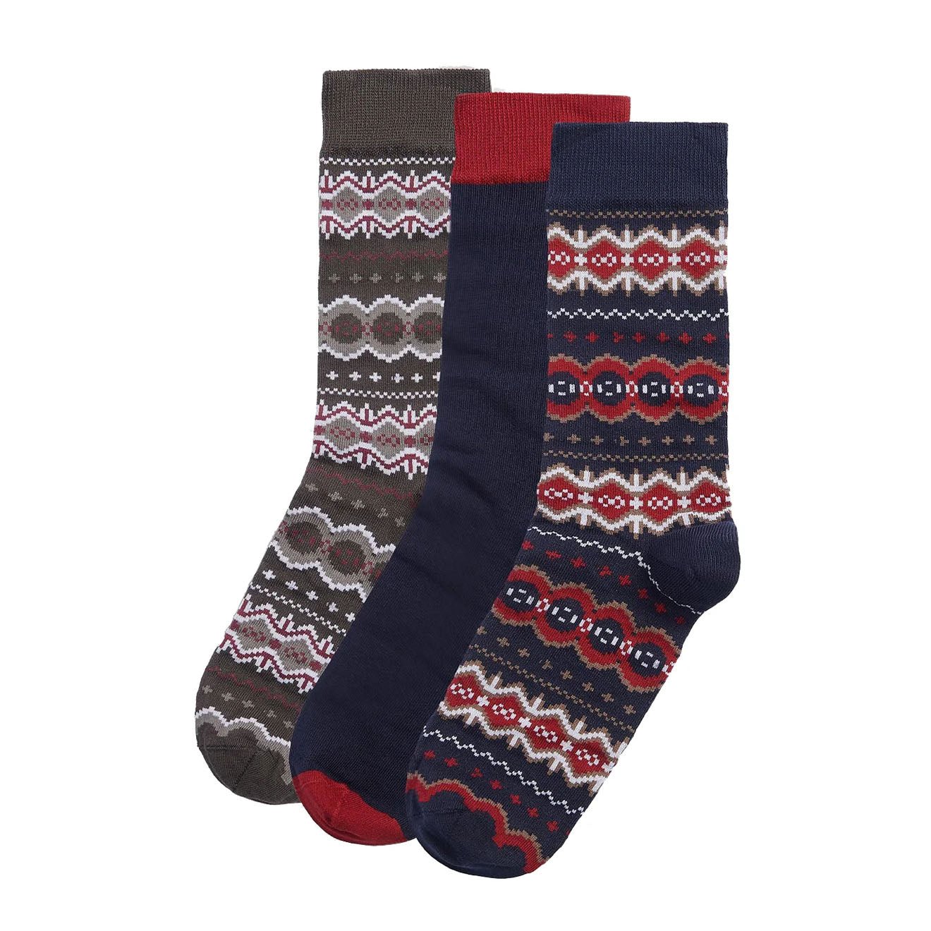 Barbour Fairisle Sock Gift Box Cranberry / Classic Black Slate Mix - The Sporting Lodge