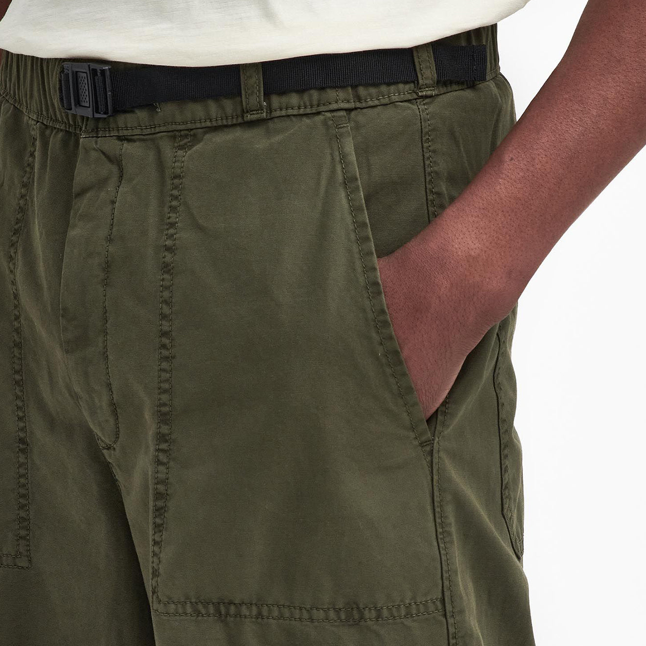 Barbour Grindle Relaxed Canvas Trouser Mid Olive - The Sporting Lodge