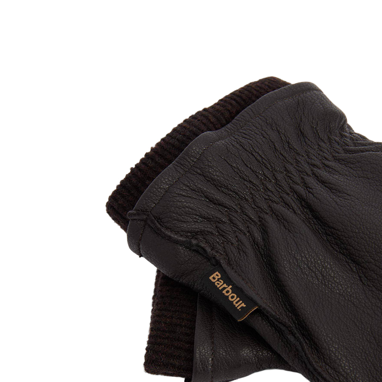 Barbour Highfield Leather Gloves Dark Brown