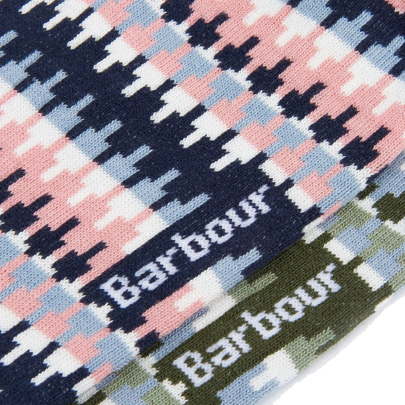 Barbour Louise Fair Isle Sock 2 Pack Set Pink/Loden - The Sporting Lodge