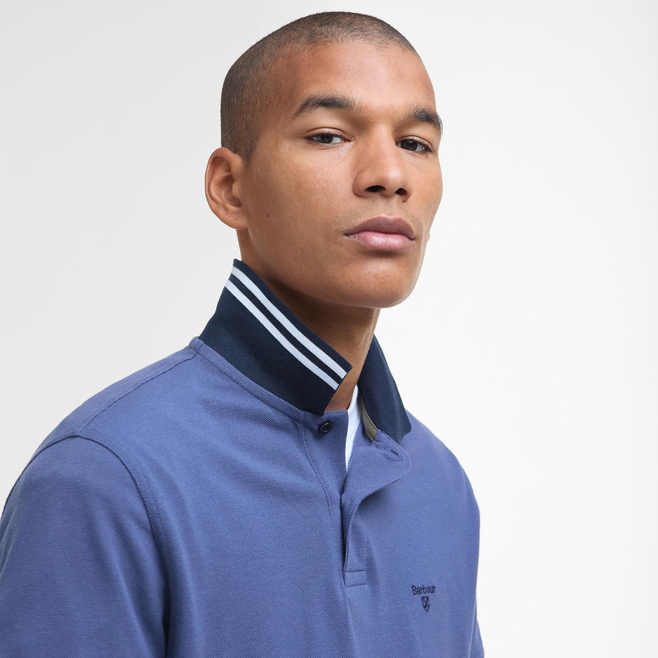 Barbour Lynmouth Tipped Tailored Fit Polo Shirt Oceana - The Sporting Lodge