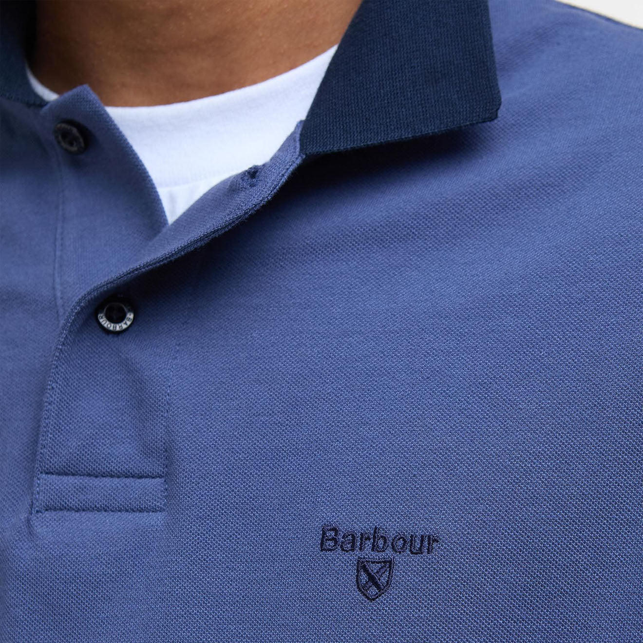 Barbour Lynmouth Tipped Tailored Fit Polo Shirt Oceana - The Sporting Lodge