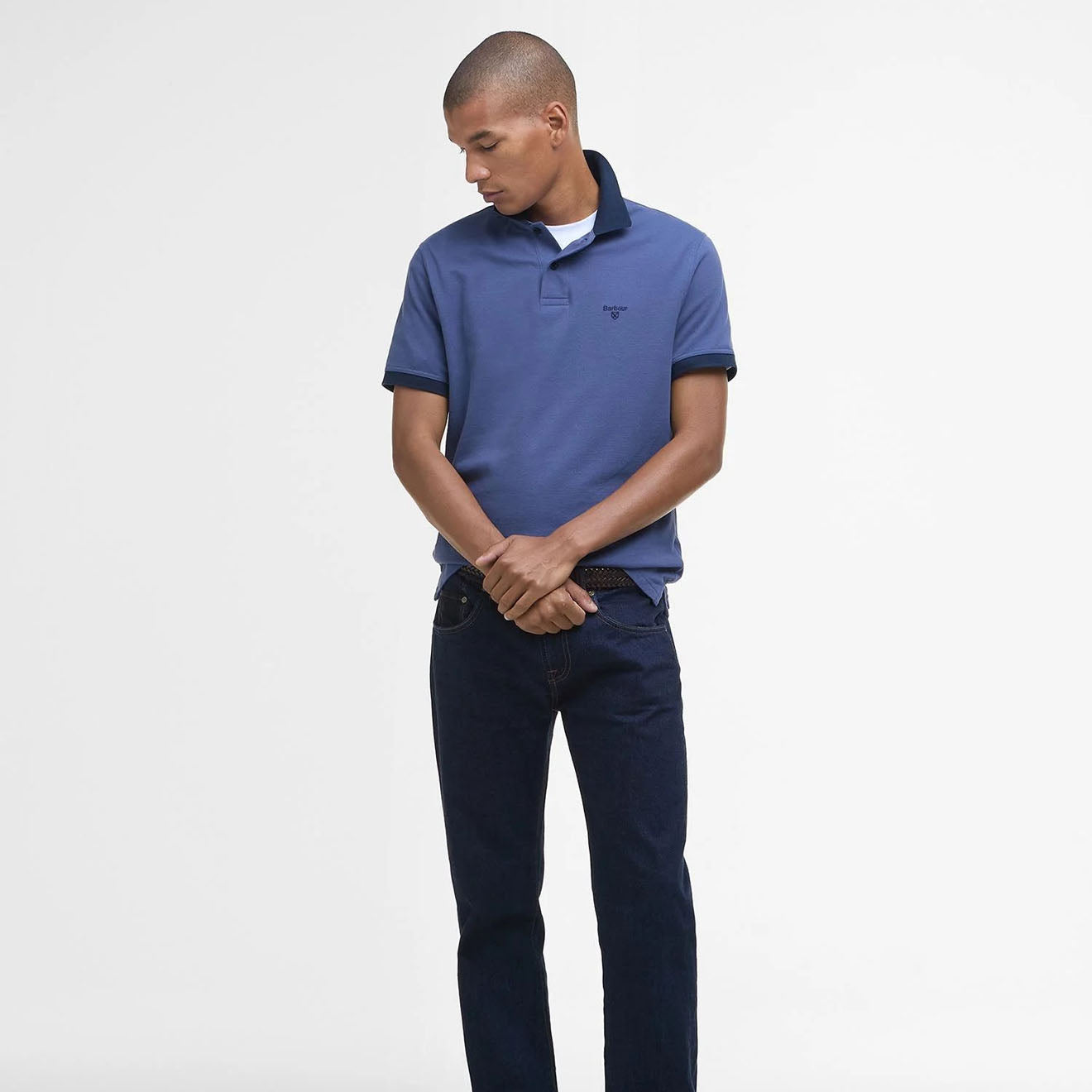 Barbour Lynmouth Tipped Tailored Fit Polo Shirt Oceana - The Sporting Lodge