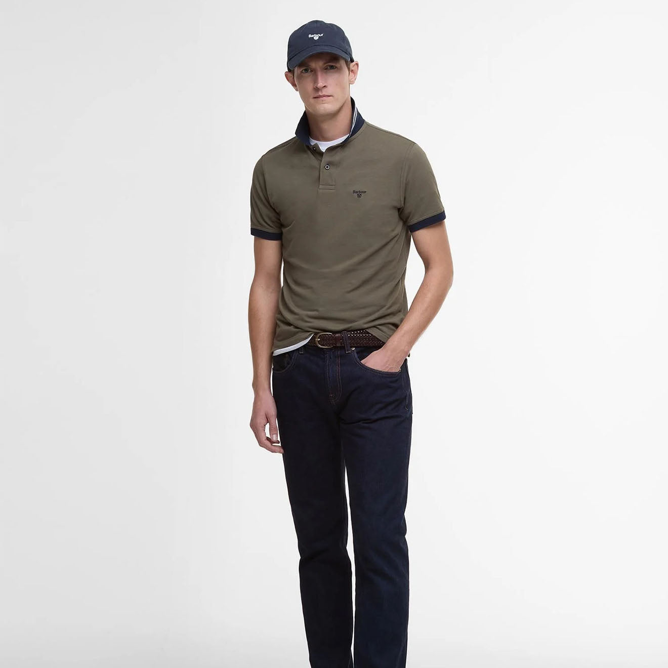 Barbour Lynmouth Tipped Tailored Fit Polo Shirt Uniform Green - The Sporting Lodge