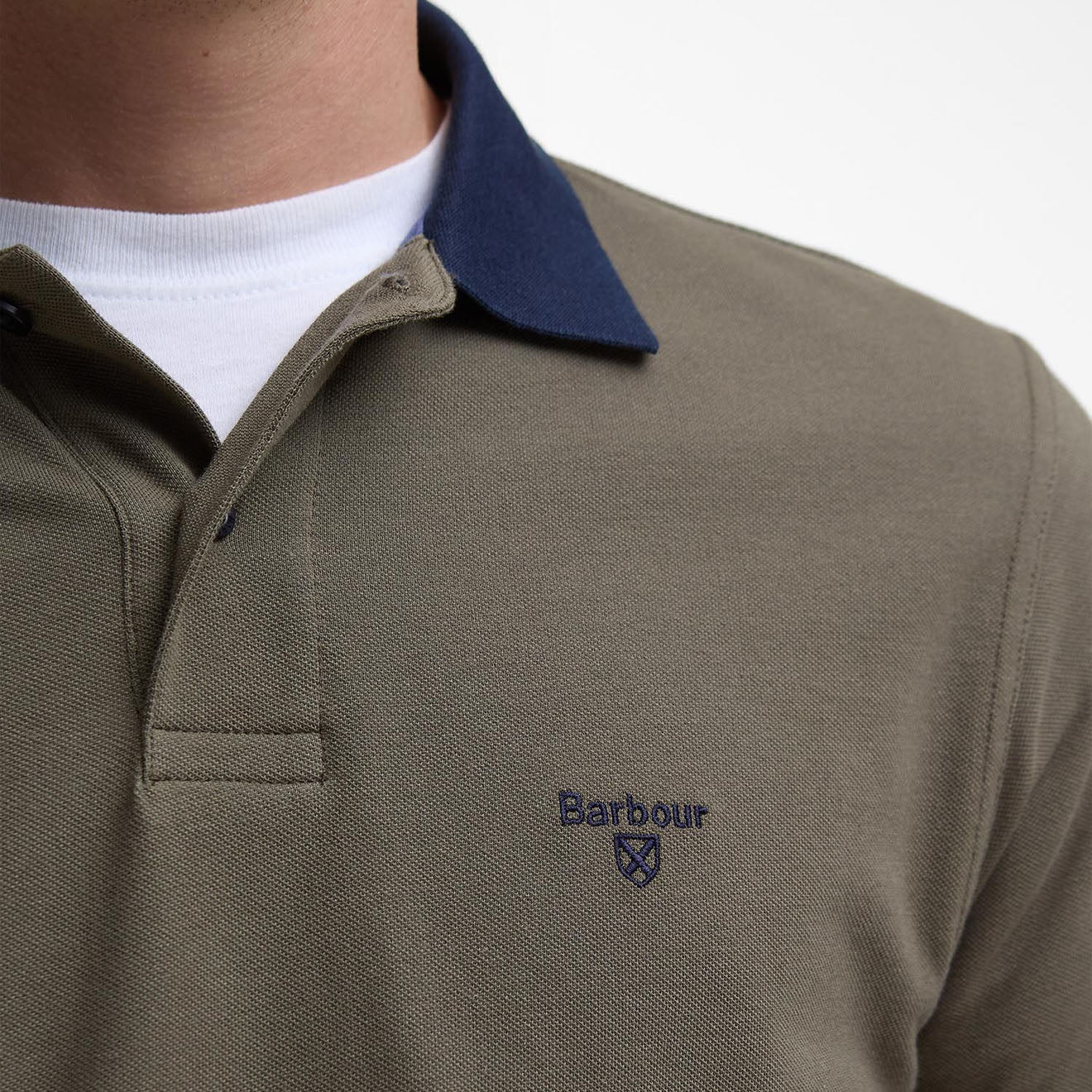 Barbour Lynmouth Tipped Tailored Fit Polo Shirt Uniform Green - The Sporting Lodge