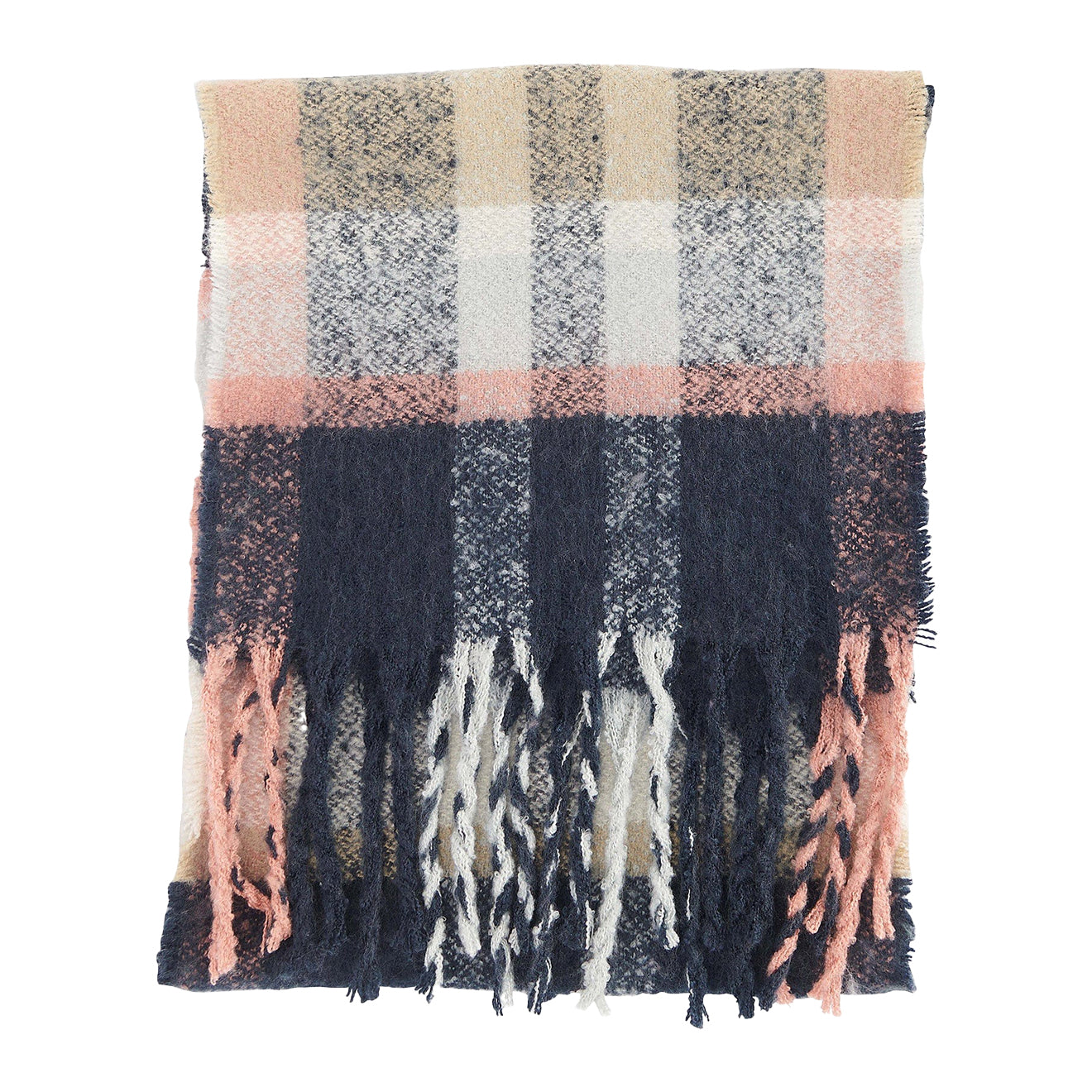 Barbour Rawson Check Scarf Navy/Pink Rust - The Sporting Lodge