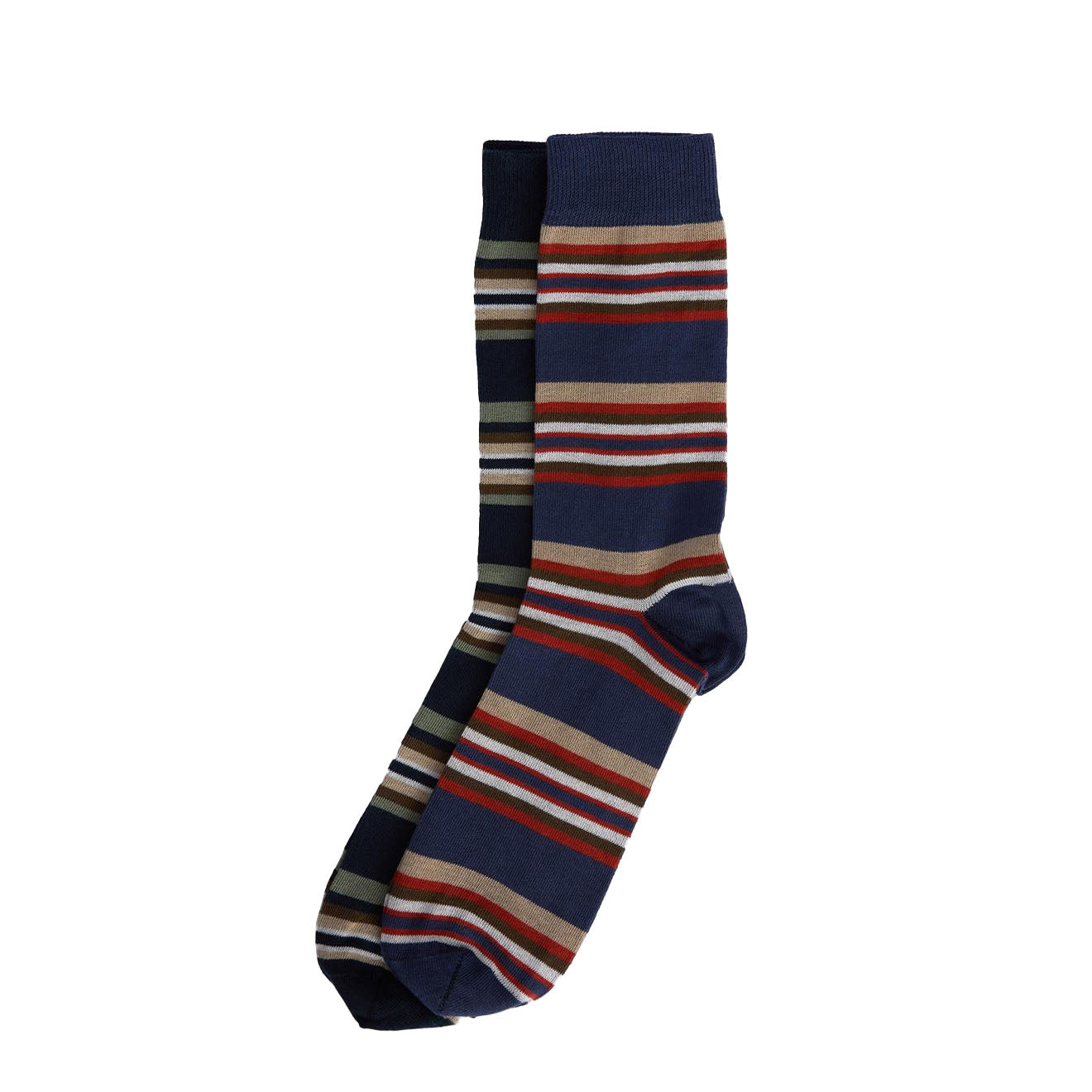 Barbour Summer Stripe 2 Pack Socks Multi Stripe Navy/Green - The Sporting Lodge