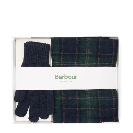 Barbour Tartan Scarf & Glove Gift Set Green Loch Tartan - The Sporting Lodge
