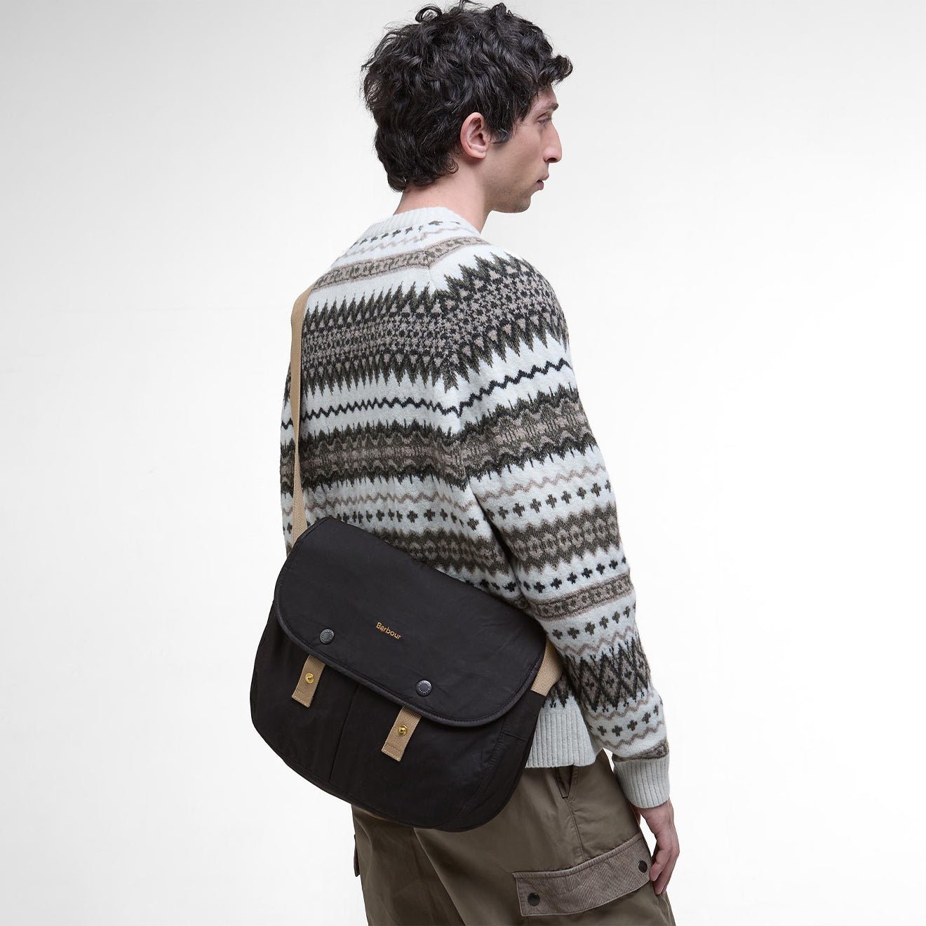 Barbour Transport Riever Crossbody Bag Black/Modern Tartan - The Sporting Lodge
