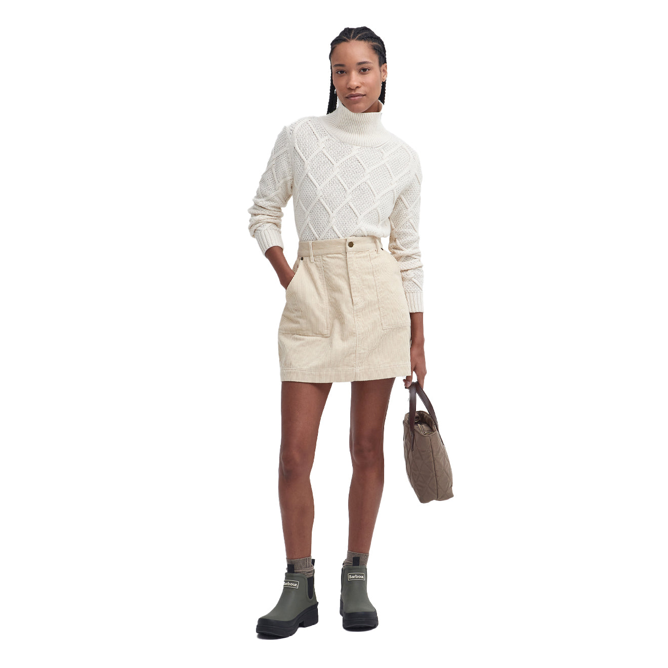 Barbour Womens Anya Mini Skirt White Pepper - The Sporting Lodge
