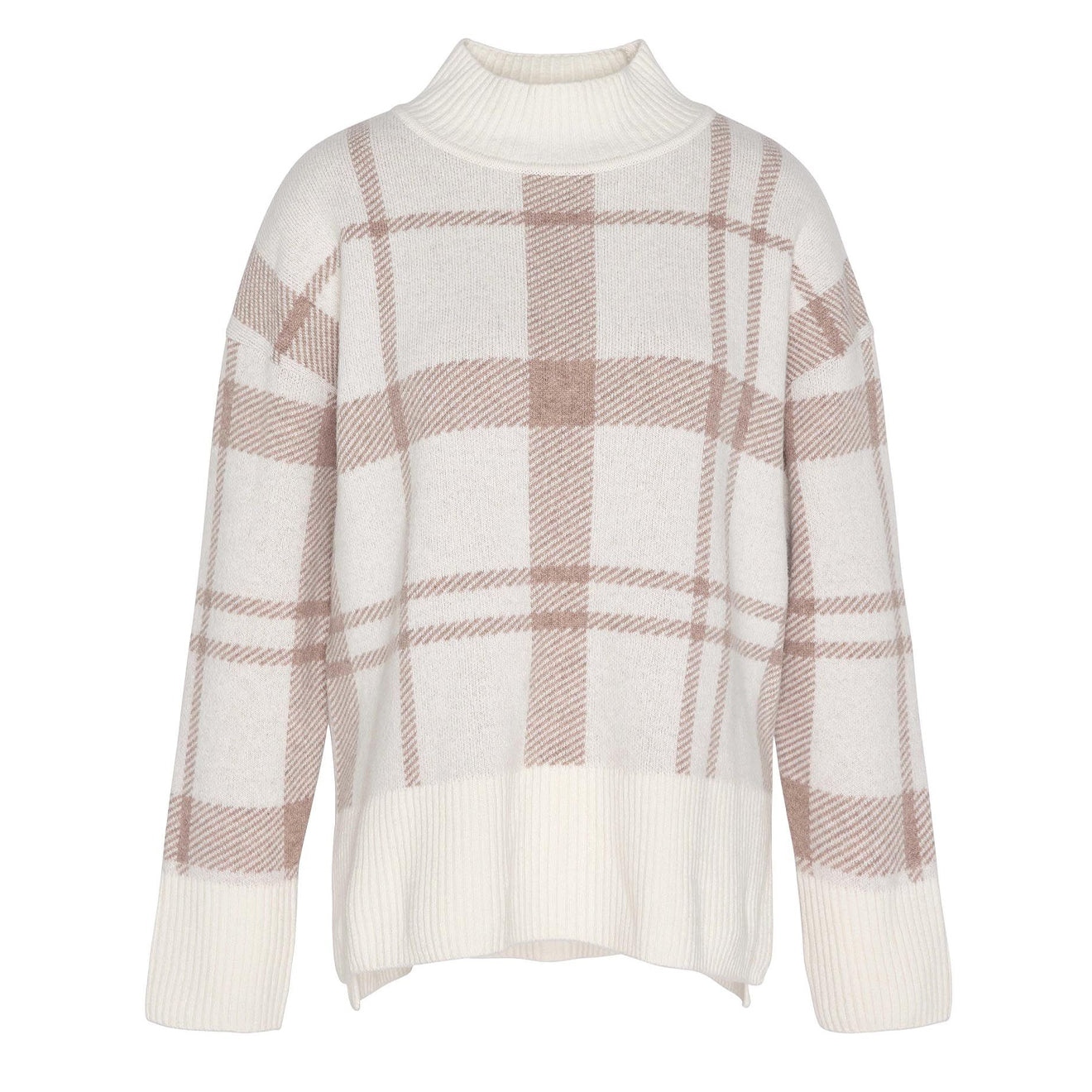 Barbour Womens Deanna Knitted Jumper Winter White Tartan - The Sporting Lodge