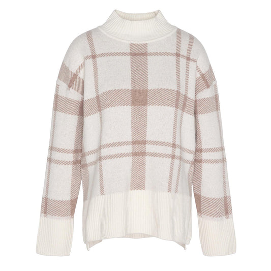 Barbour Womens Deanna Knitted Jumper Winter White Tartan - The Sporting Lodge
