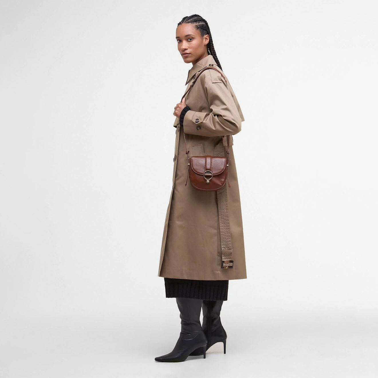 Barbour Womens Elm Leather Crossbody Bag Brown