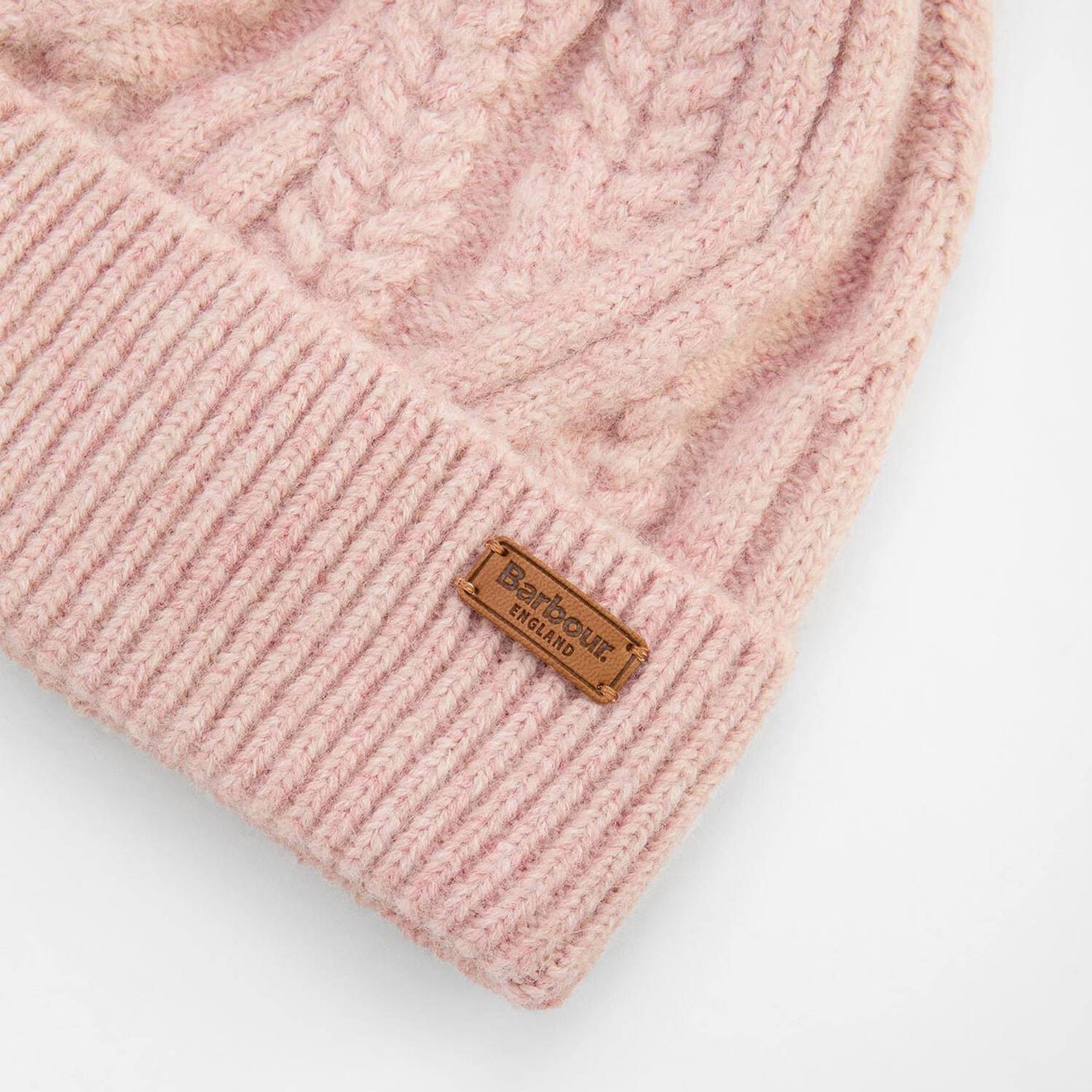 Barbour Womens Elsdon Cable-Knit Beanie Hat Gardenia - The Sporting Lodge