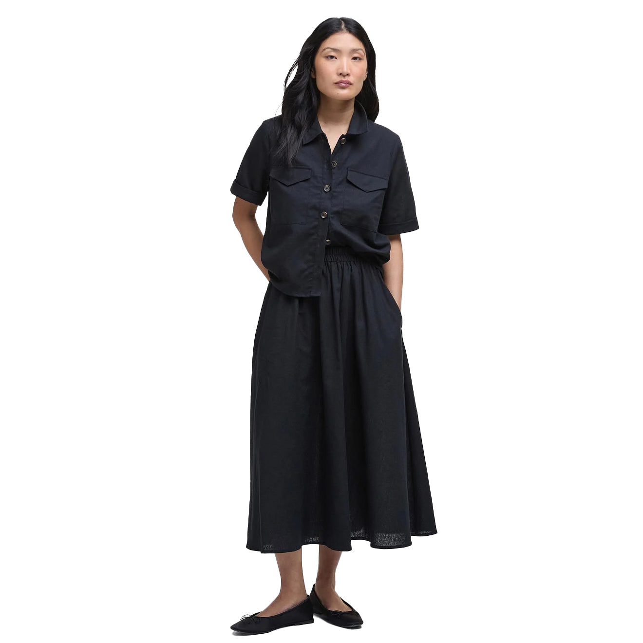 Barbour Womens Elsie Midi Skirt Black