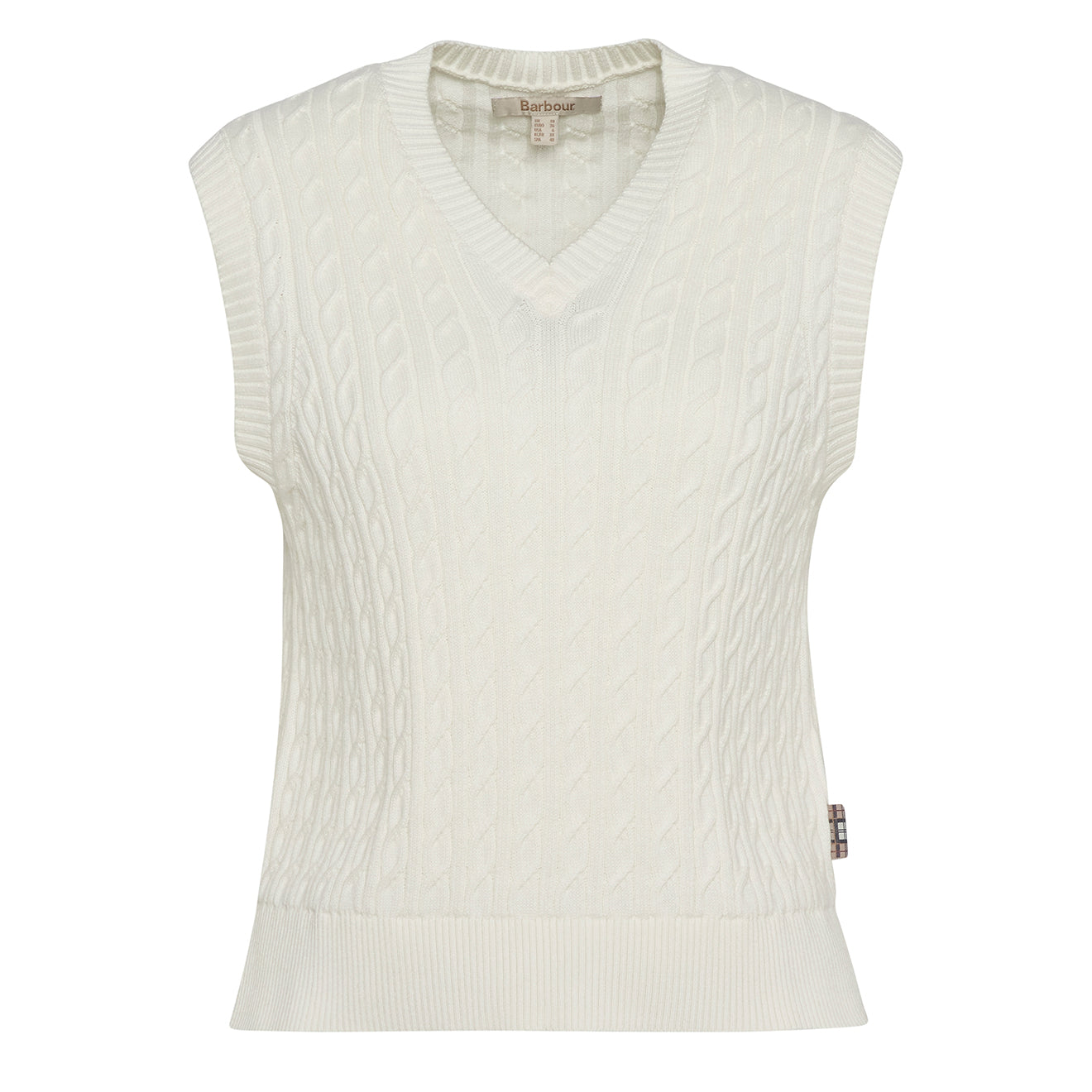 Barbour Womens Hartland Sleeveless Knitted Jumper Cloud - The Sporting Lodge