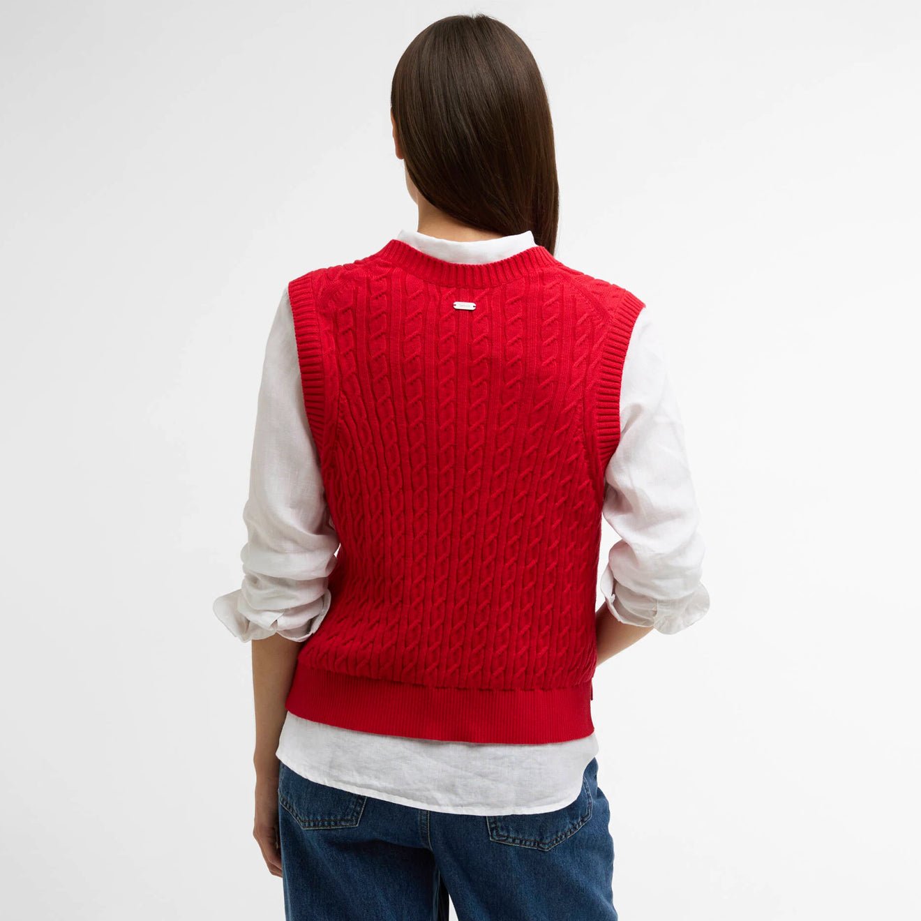 Barbour Womens Hartland Sleeveless Knitted Jumper Cloud