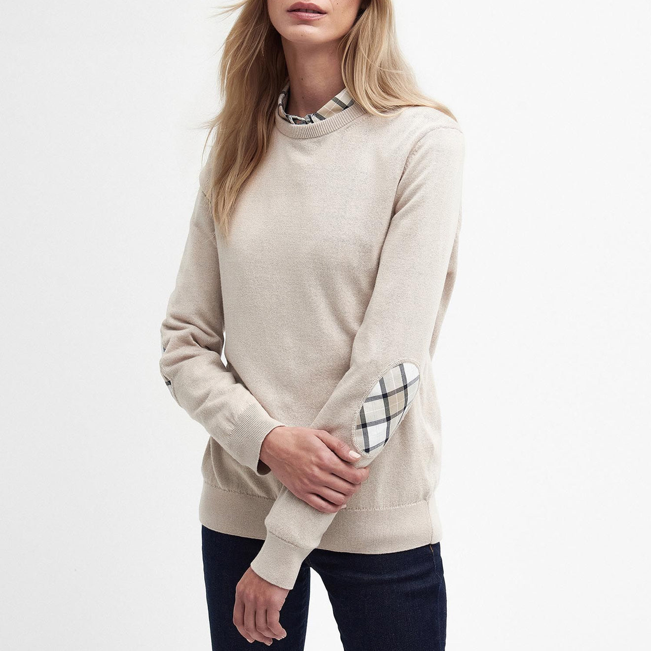 Barbour Womens Lavender Crew Neck Jumper Sand - The Sporting Lodge