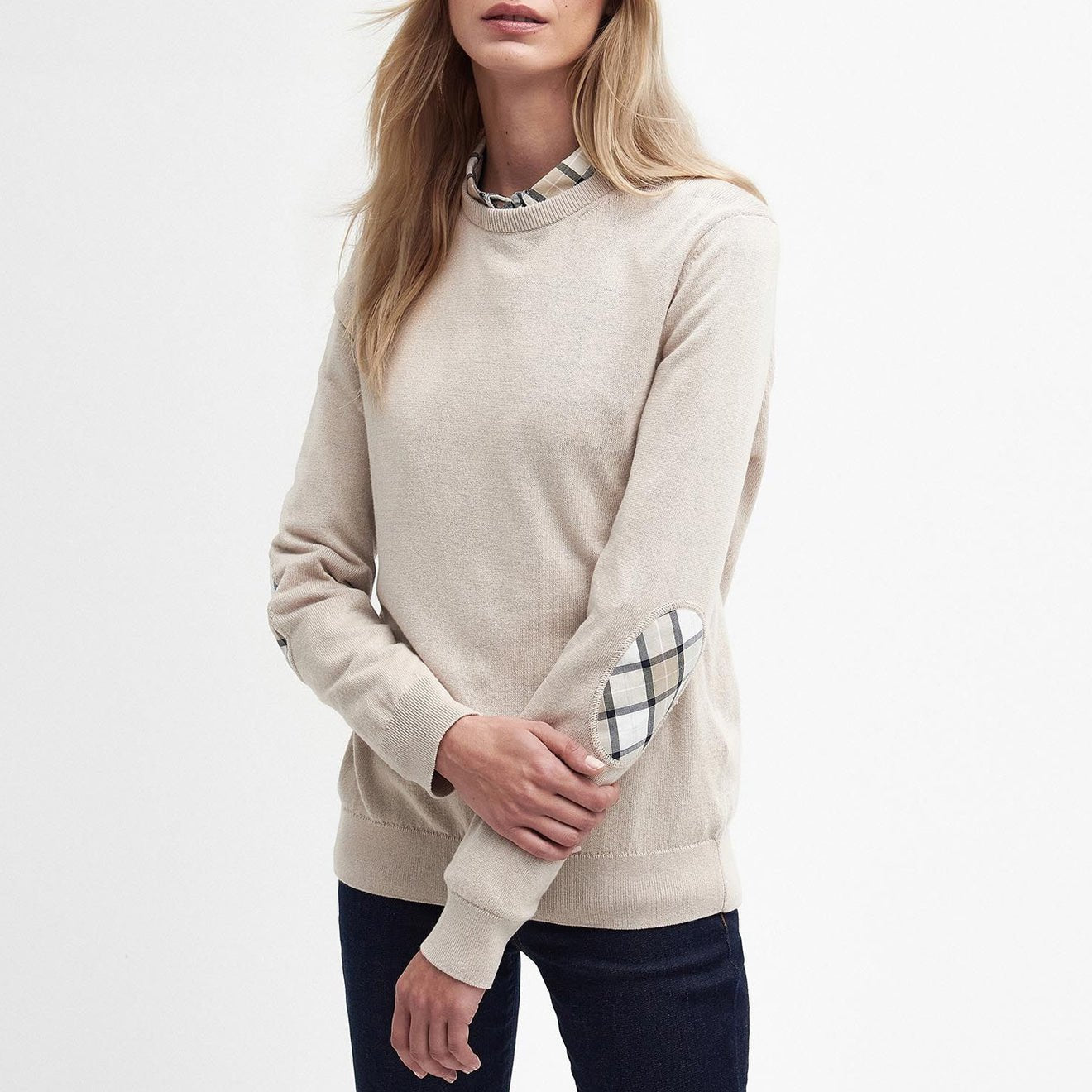 Barbour Womens Lavender Crew Neck Jumper Sand - The Sporting Lodge