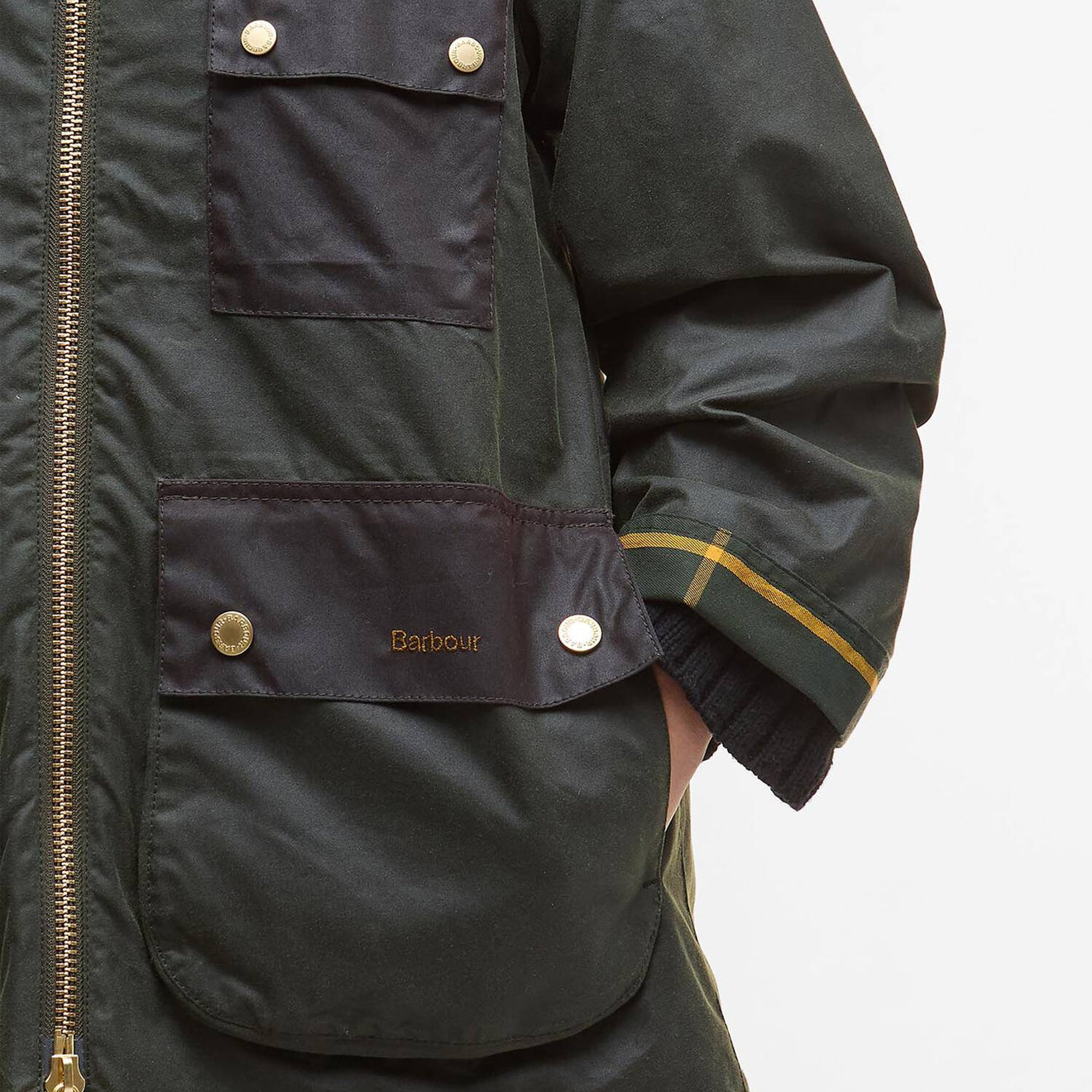 Barbour Womens Luella Waxed Jacket Fern/Ancient Tartan - The Sporting Lodge