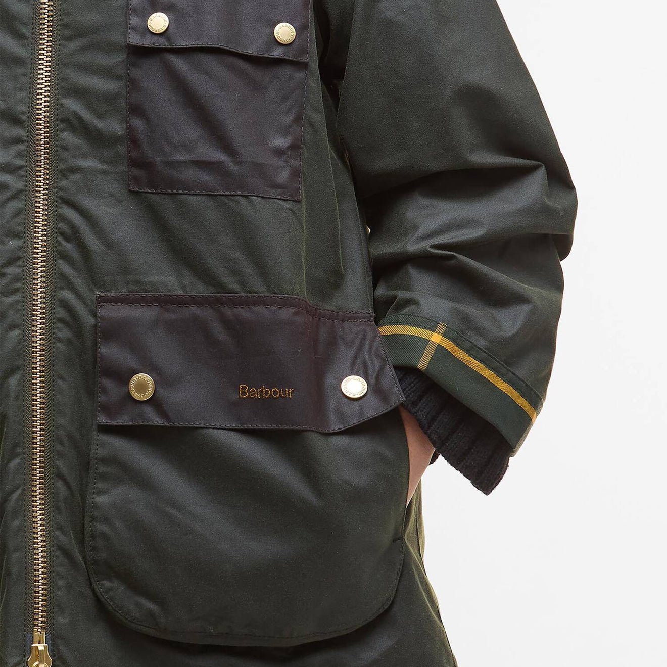 Barbour Womens Luella Waxed Jacket Fern/Ancient Tartan - The Sporting Lodge