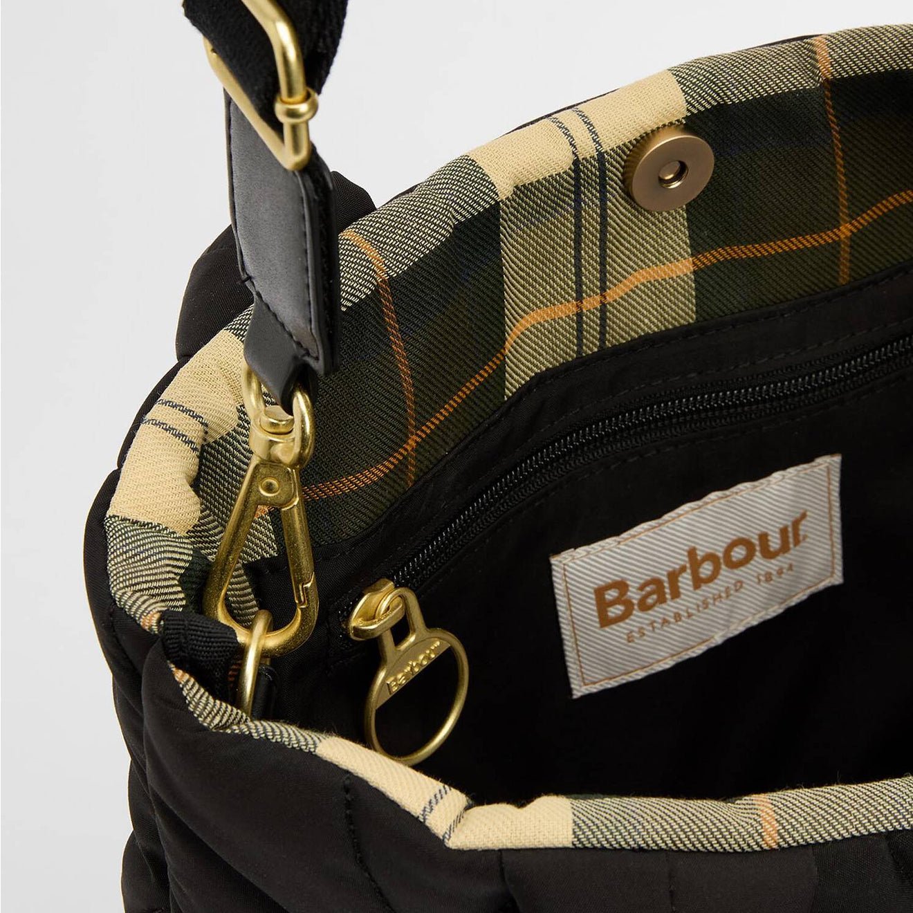 Barbour Womens Mariah Quilted Mini Tote Bag Black/Ancient - The Sporting Lodge