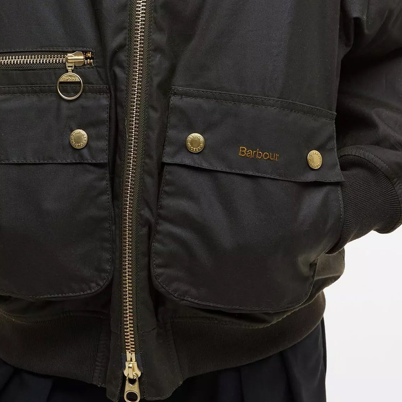 Barbour Womens Maxine Waxed Bomber Jacket Archive Olive - The Sporting Lodge