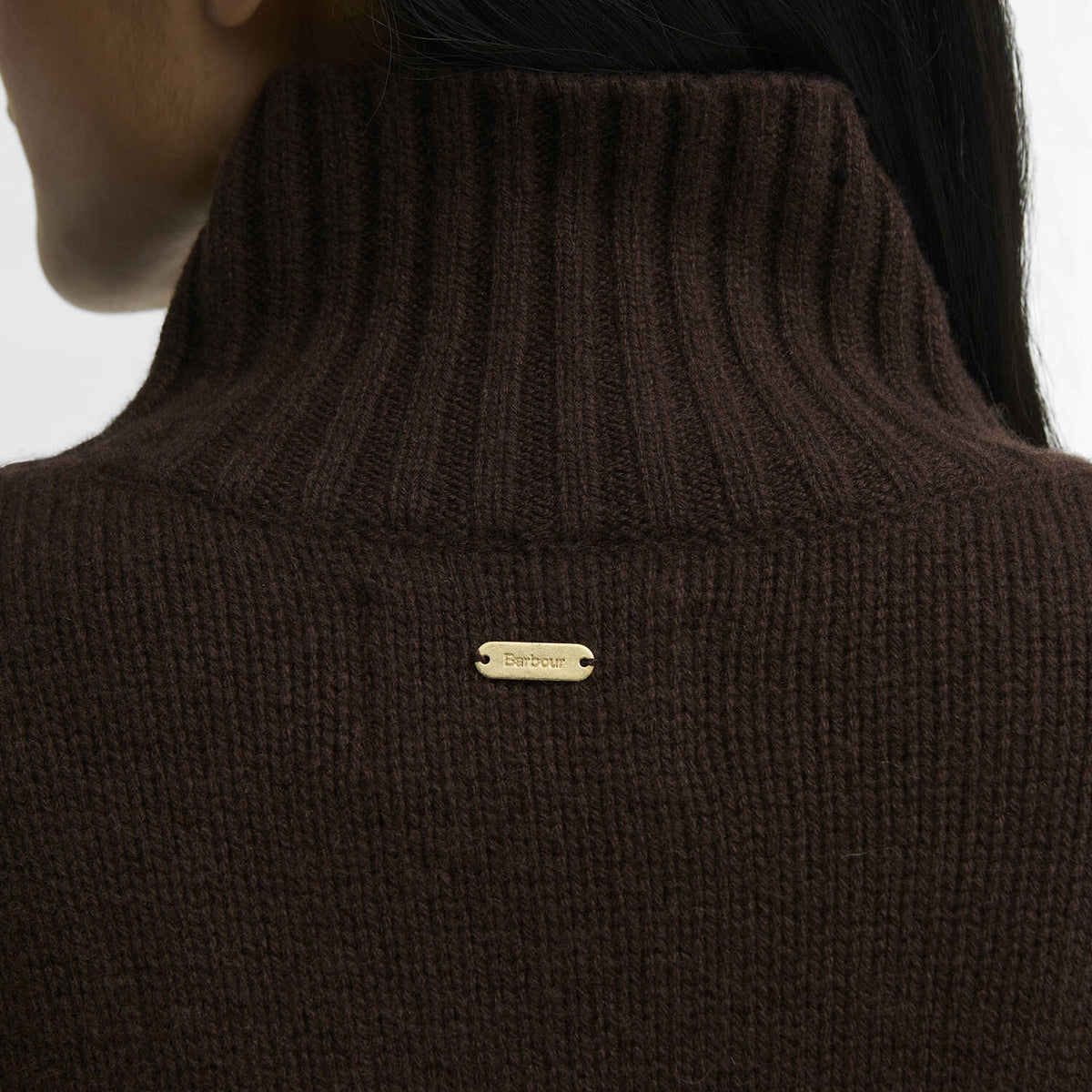 Barbour Womens Woodhouse Cashmere Blend Funnel Neck Knitted Jumper Rustic