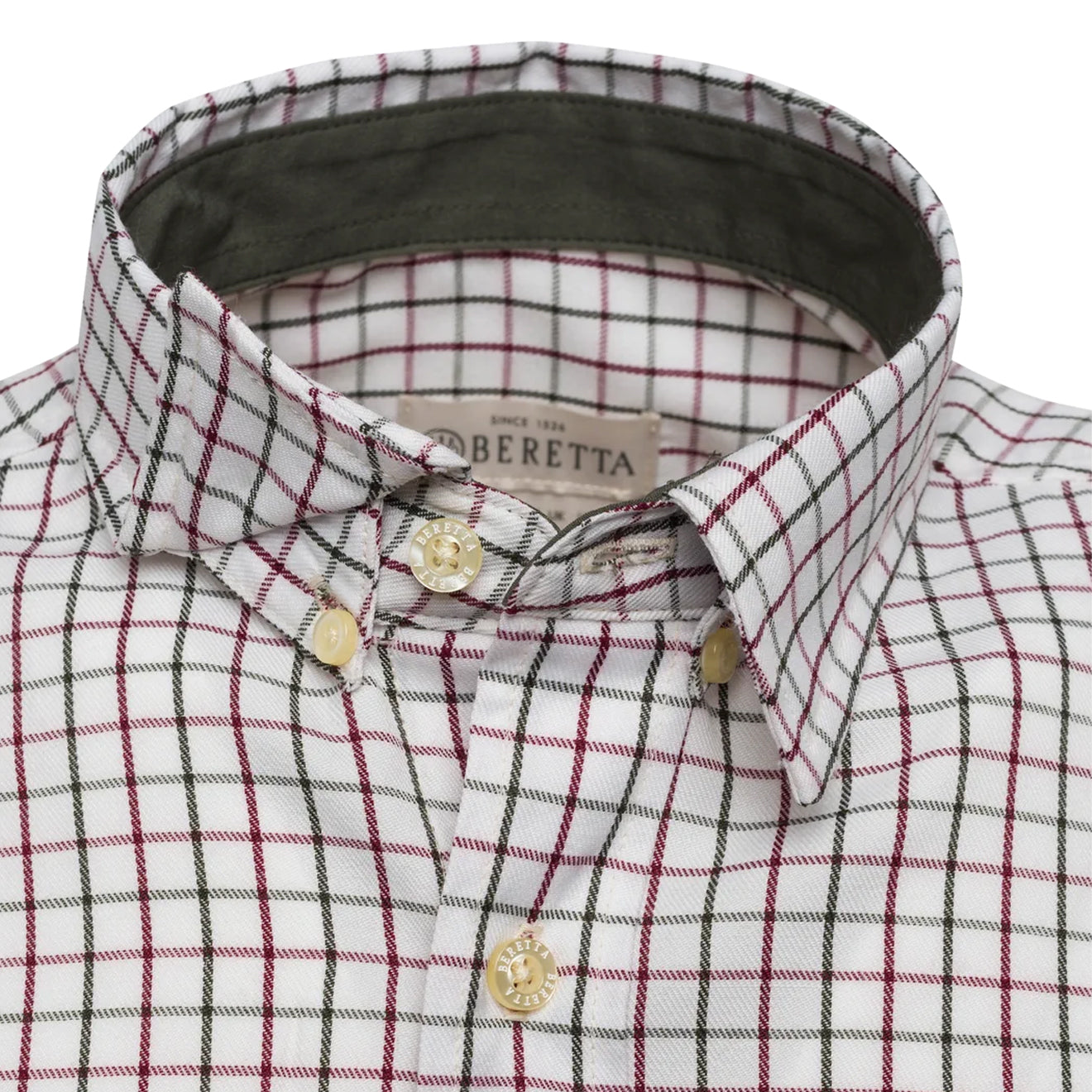 Beretta Charlow LS Shirt White & Green Check - The Sporting Lodge