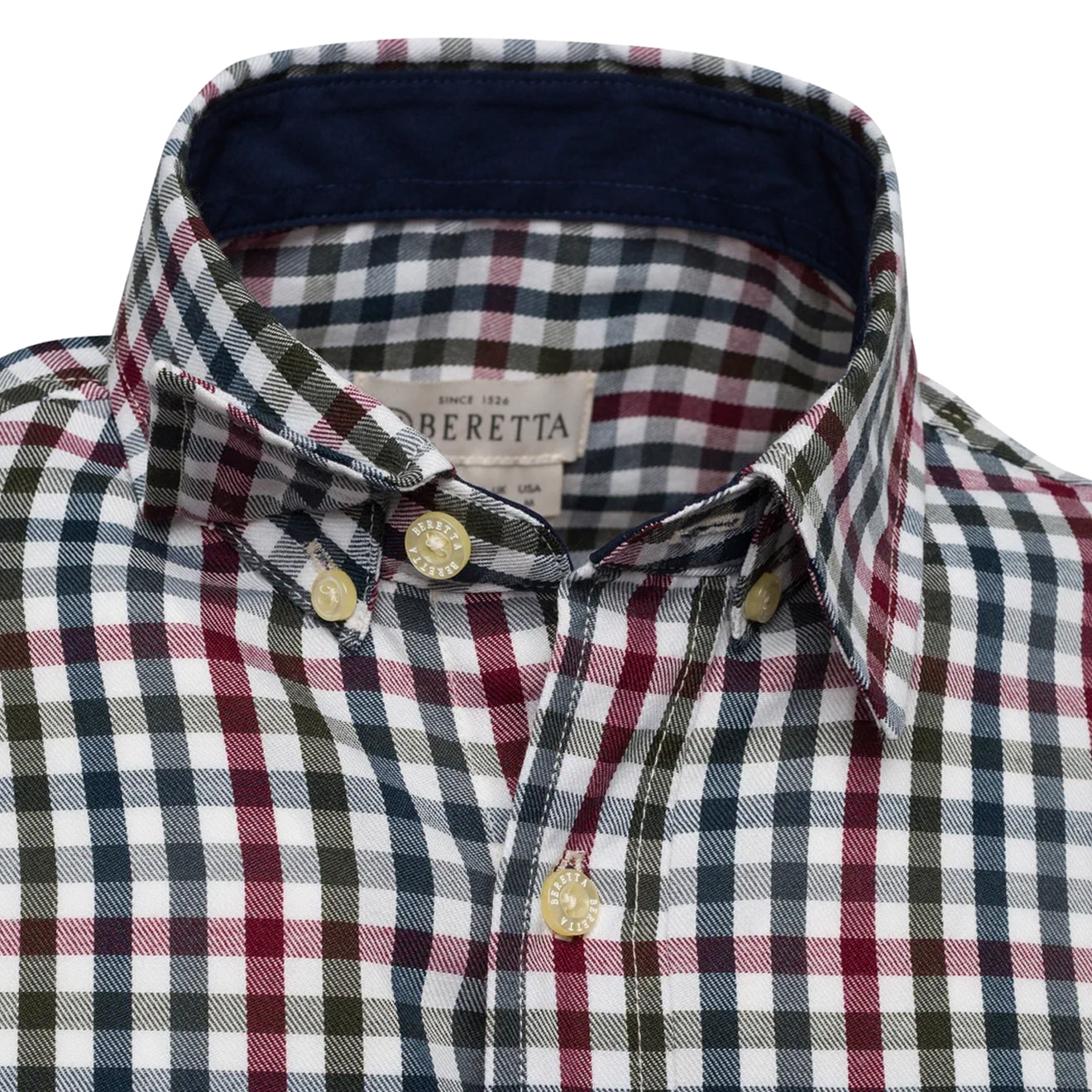 Beretta Ellis LS Shirt White / Bordeaux Check - The Sporting Lodge