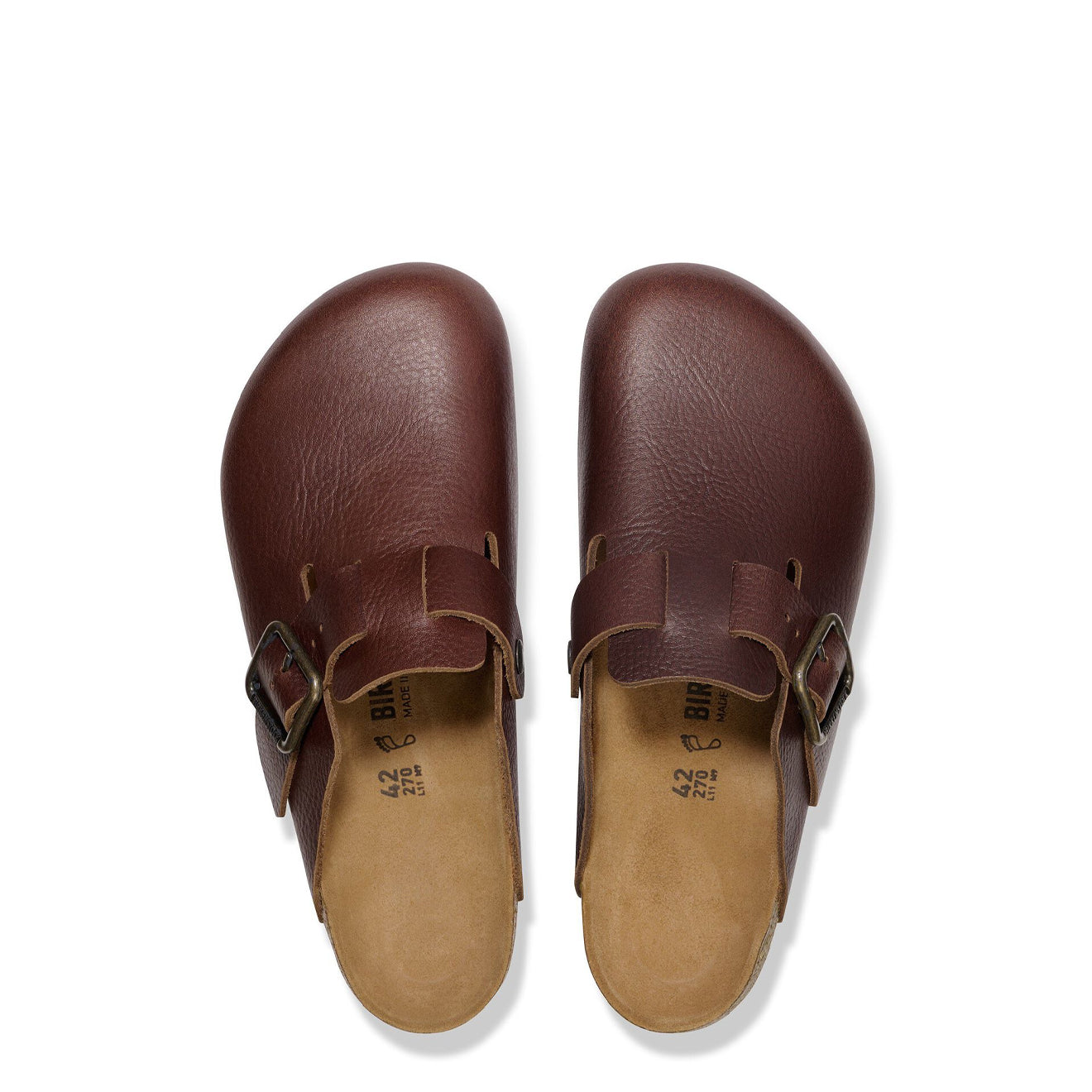 Birkenstock Boston Natural Leather Reg Fit Vintage Wood Roast