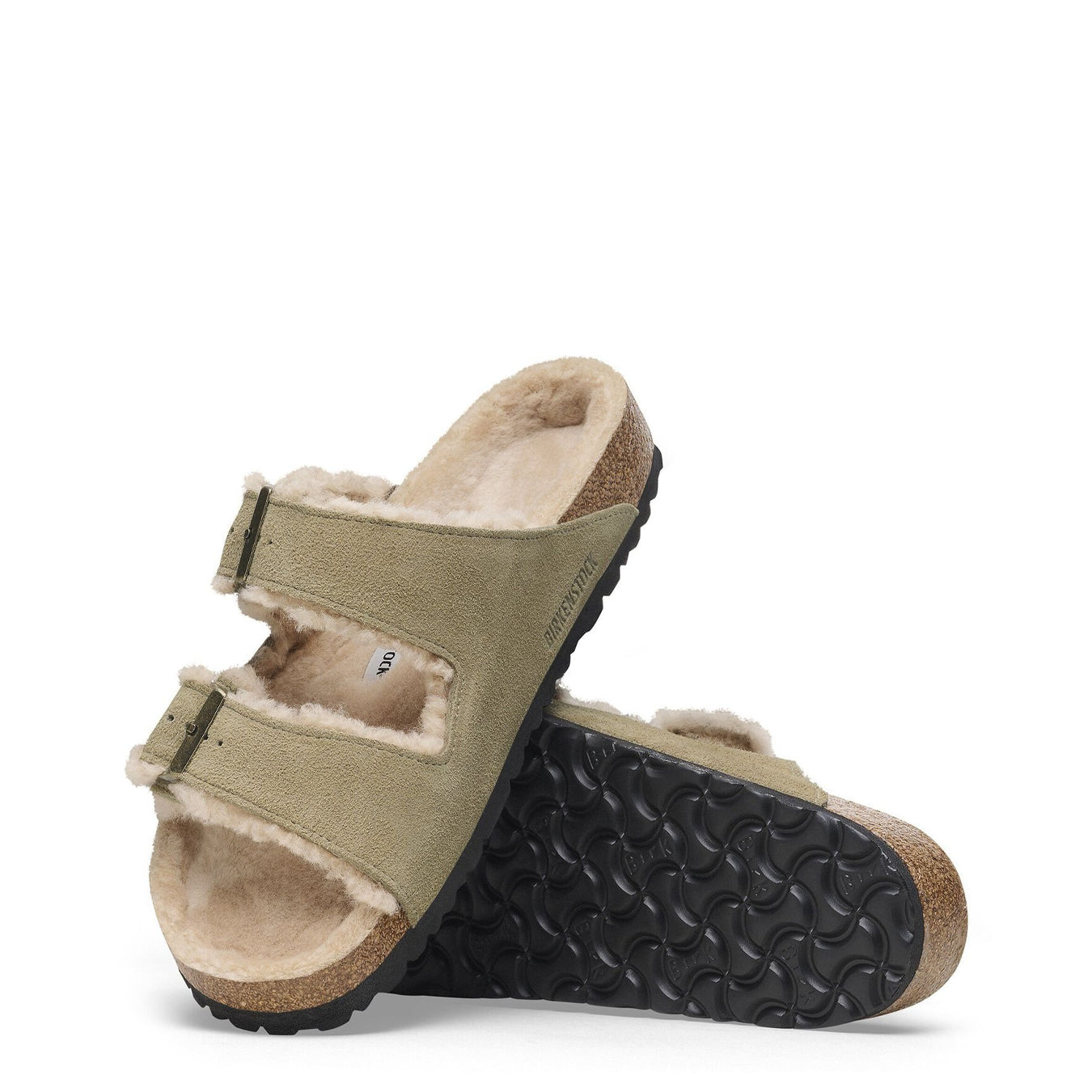 Birkenstock Womens Arizona Shearling Suede Leather Narrow Fit Taupe