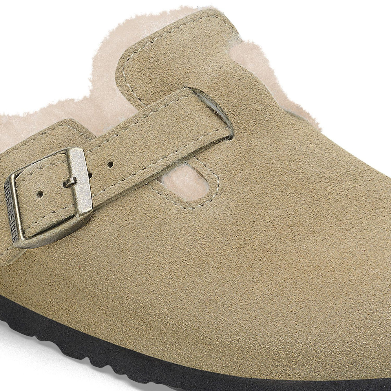 Birkenstock Womens Boston Shearling Suede Leather Narrow Fit Taupe