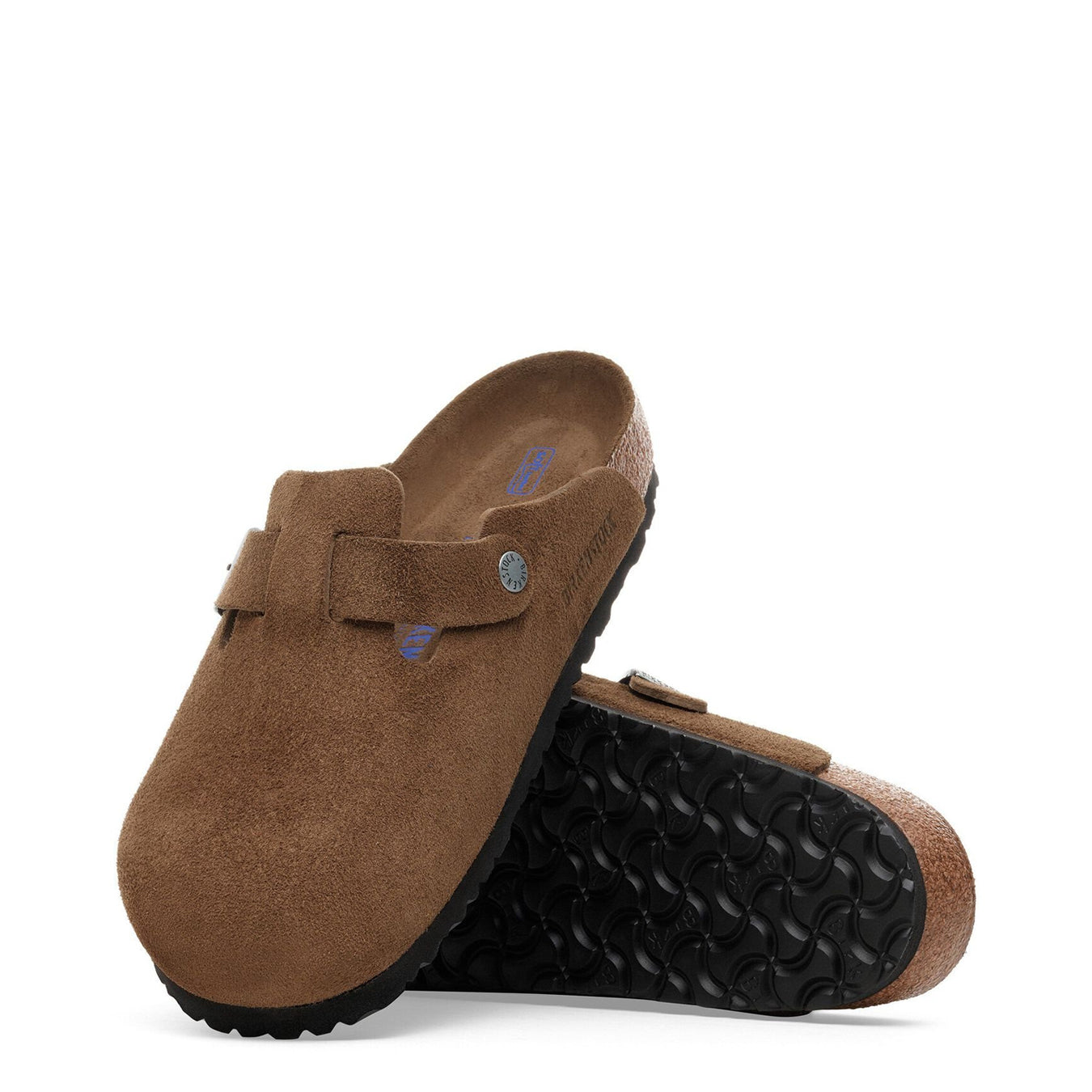 Birkenstock Womens Boston Soft Footbed Suede Leather Narrow Fit Dark Tea Tonal