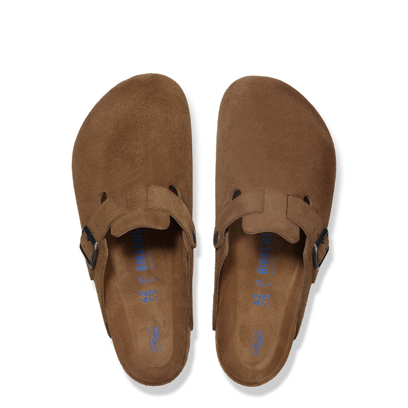 Birkenstock Womens Boston Soft Footbed Suede Leather Narrow Fit Dark Tea Tonal