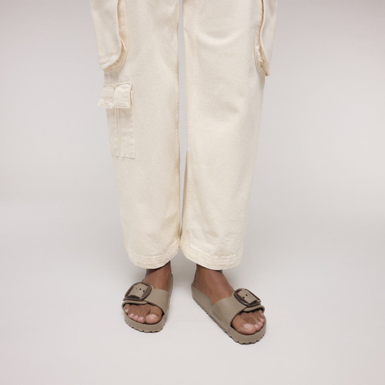 Birkenstock Womens Madrid Big Buckle EVA Sandal Grey Taupe