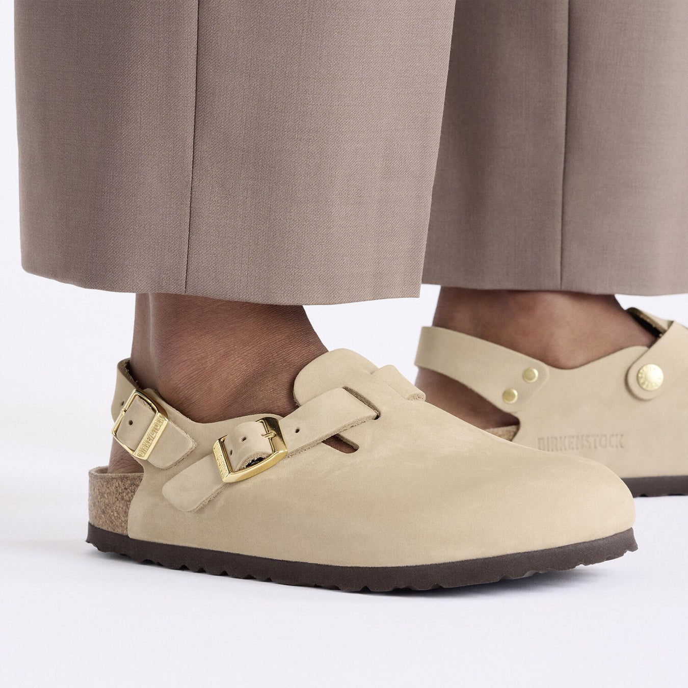 Birkenstock Womens Tokio II Nubuck Leather Narrow Fit Sandcastle