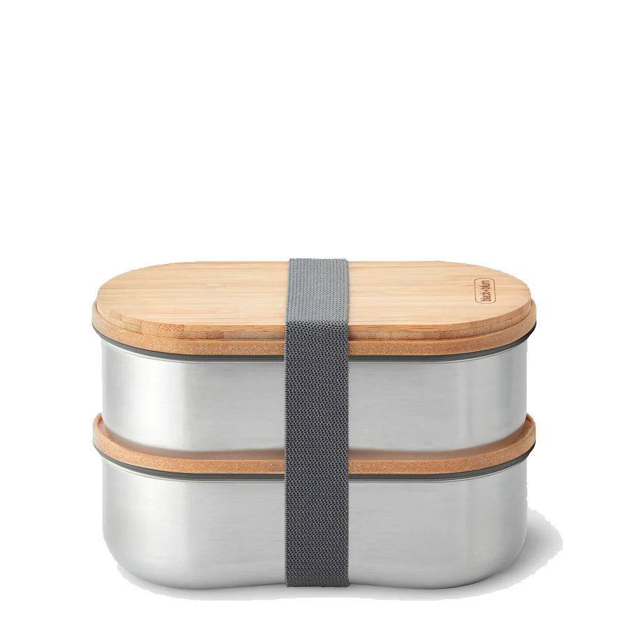 Black + Blum Stainless Steel Double Bento Box Almond/Grey - The Sporting Lodge