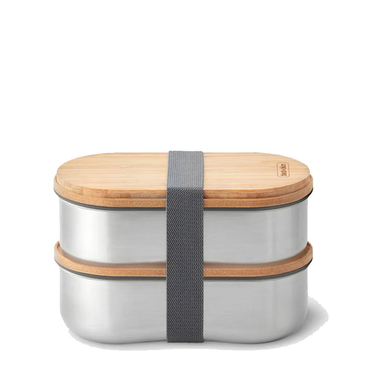 Black + Blum Stainless Steel Double Bento Box Almond/Grey - The Sporting Lodge