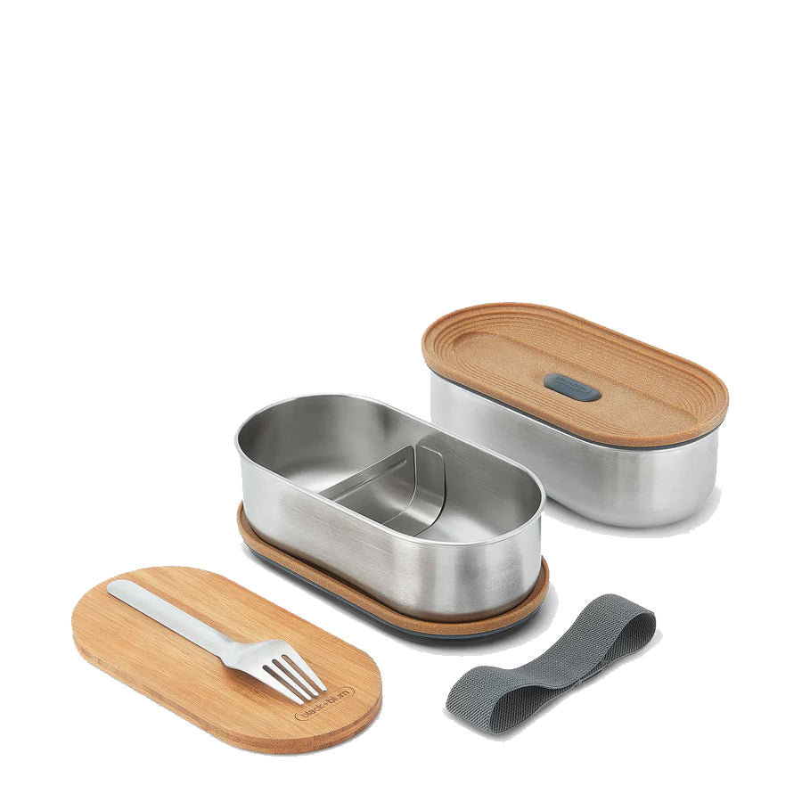 Black + Blum Stainless Steel Double Bento Box Almond/Grey - The Sporting Lodge