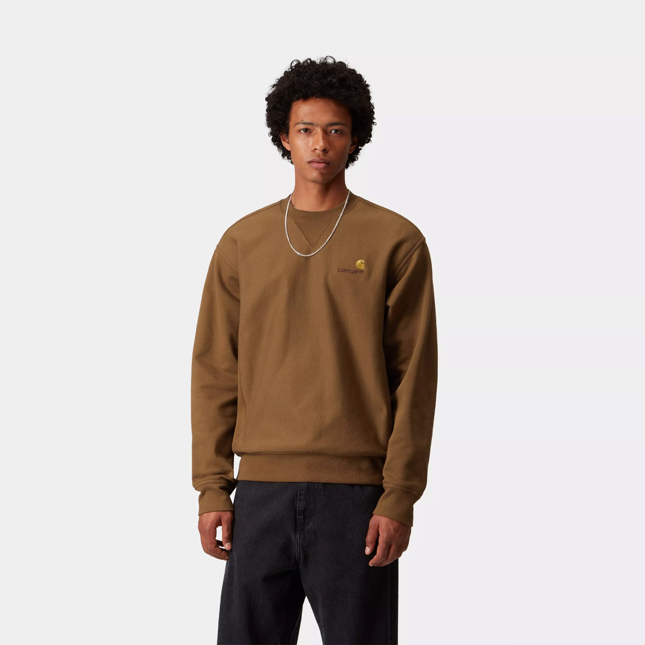 Carhartt WIP American Script Sweat Hamilton Brown - The Sporting Lodge