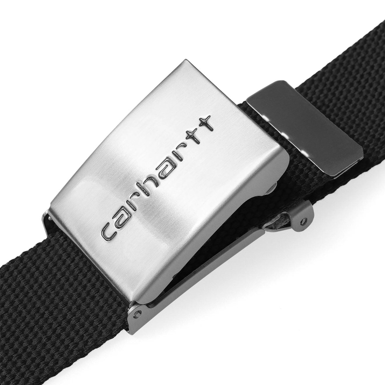 Carhartt WIP Clip Belt Chrome Black - The Sporting Lodge
