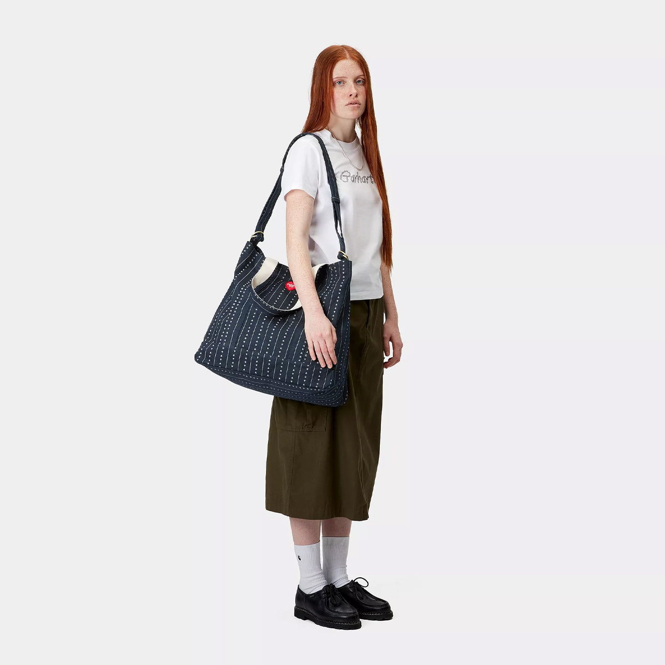 Carhartt WIP Drewe Tote Big Heart C Pinstripe / Ink / Natural - The Sporting Lodge