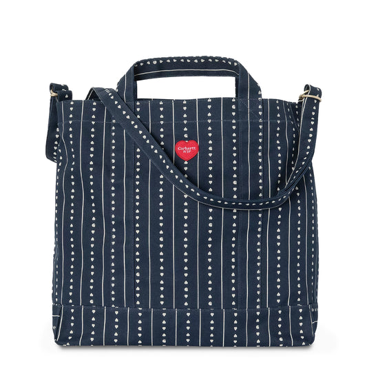 Carhartt WIP Drewe Tote Big Heart C Pinstripe / Ink / Natural - The Sporting Lodge
