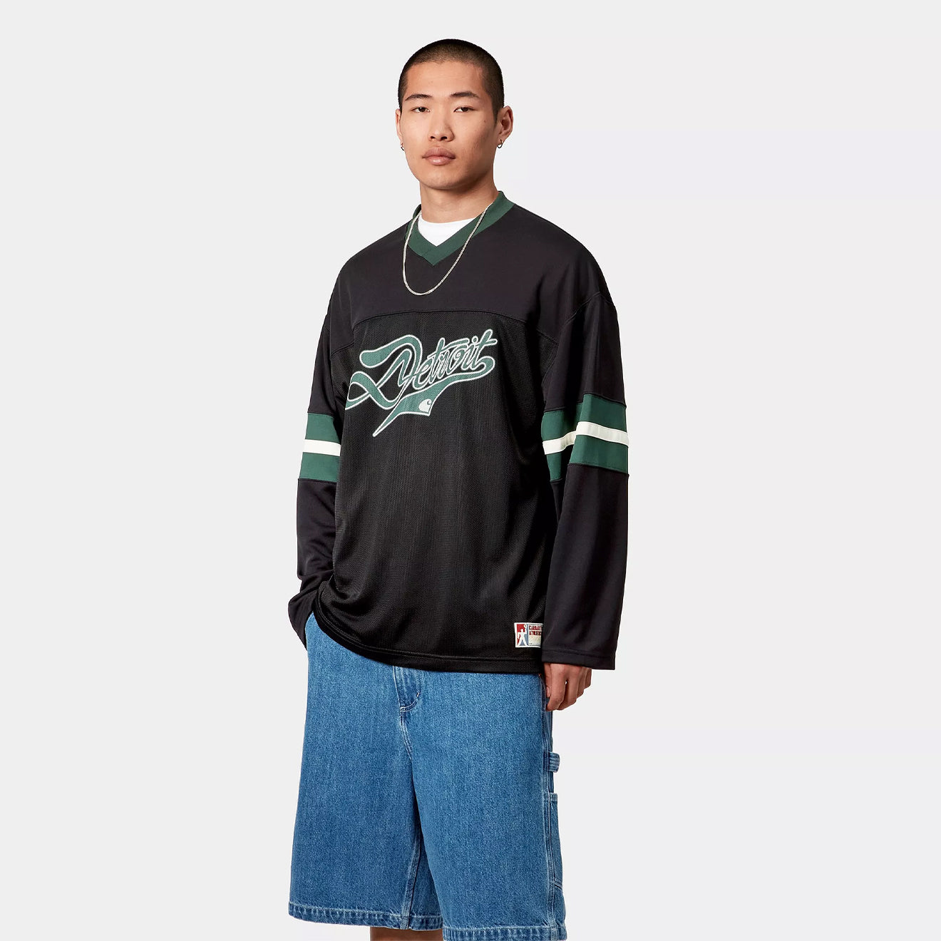 Carhartt WIP L/S Detroit Mesh T-Shirt Black / Conifer / Wax - The Sporting Lodge