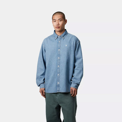 Carhartt WIP L/S Lucas Shirt Blue Bleached - The Sporting Lodge