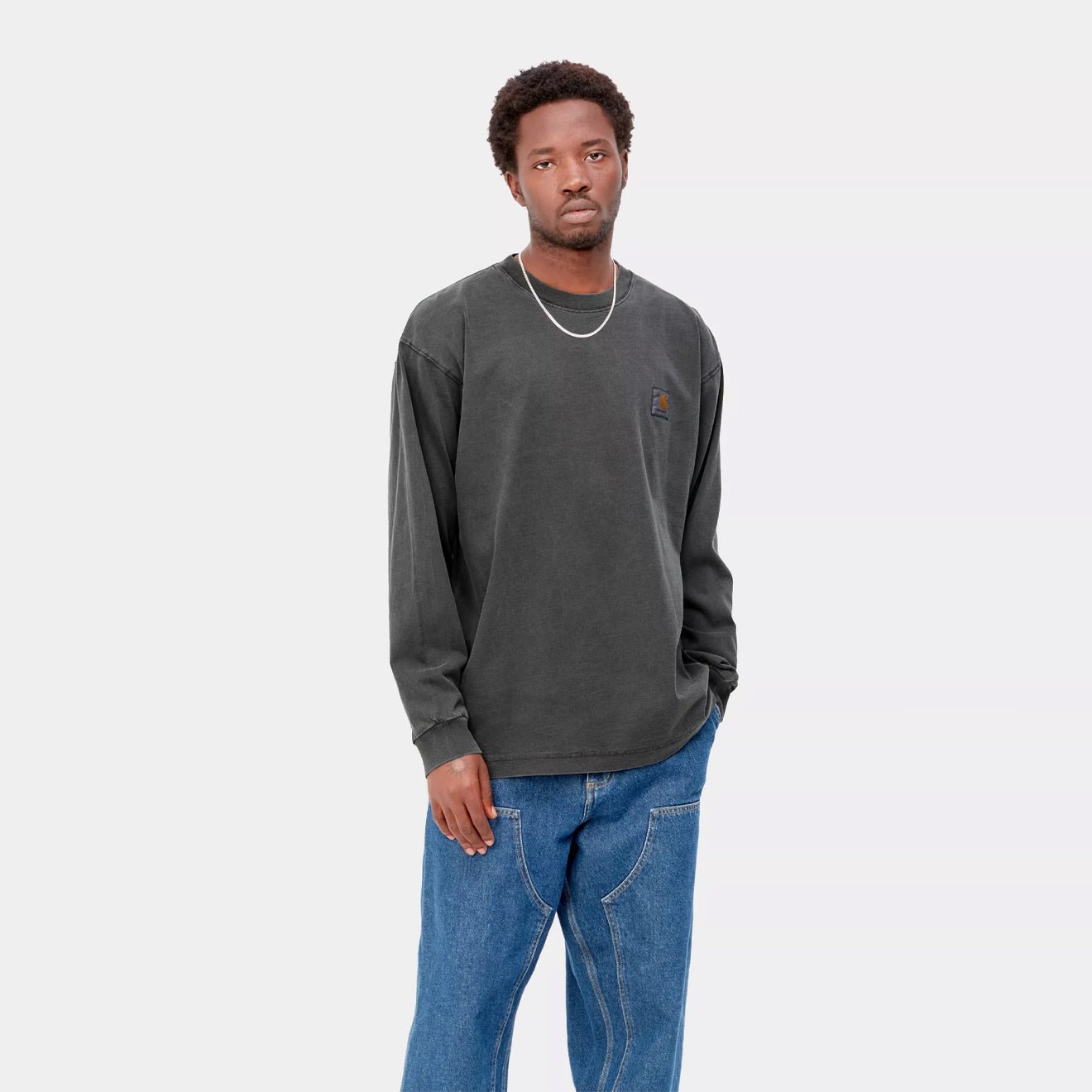 Carhartt WIP L/S Nelson T-Shirt Black Garment Dyed - The Sporting Lodge