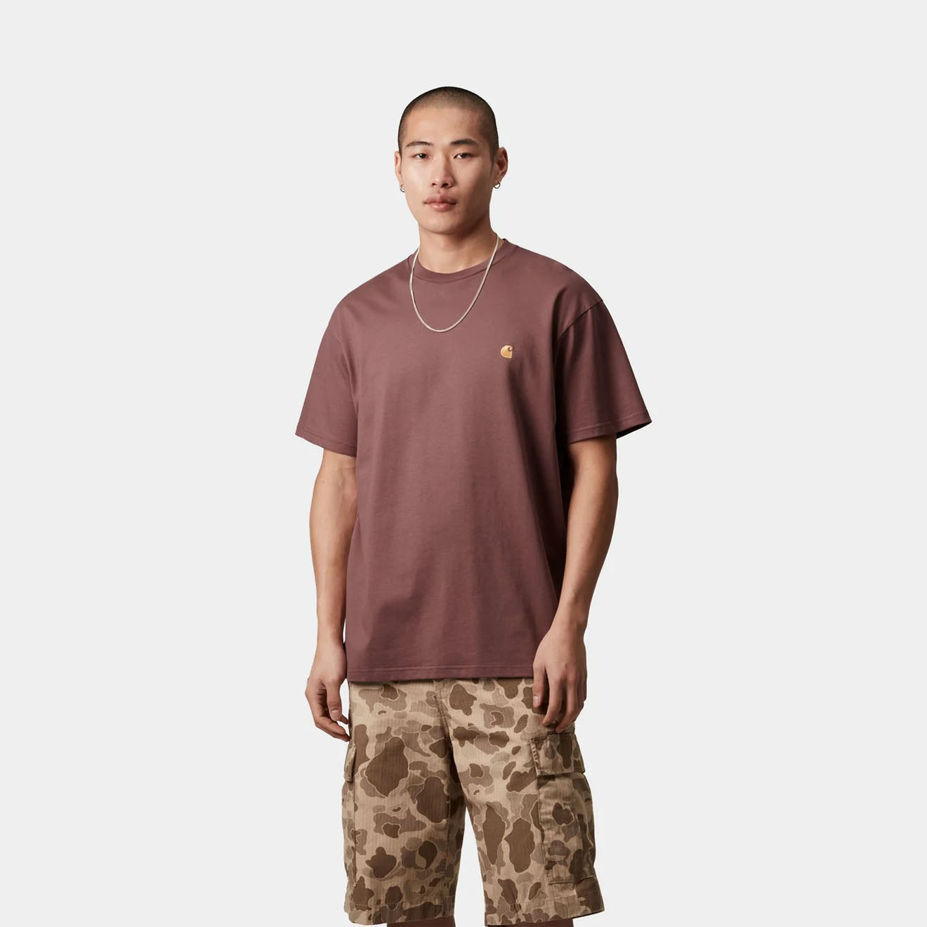 Carhartt WIP S/S Chase T-Shirt Dusky Pink / Gold - The Sporting Lodge