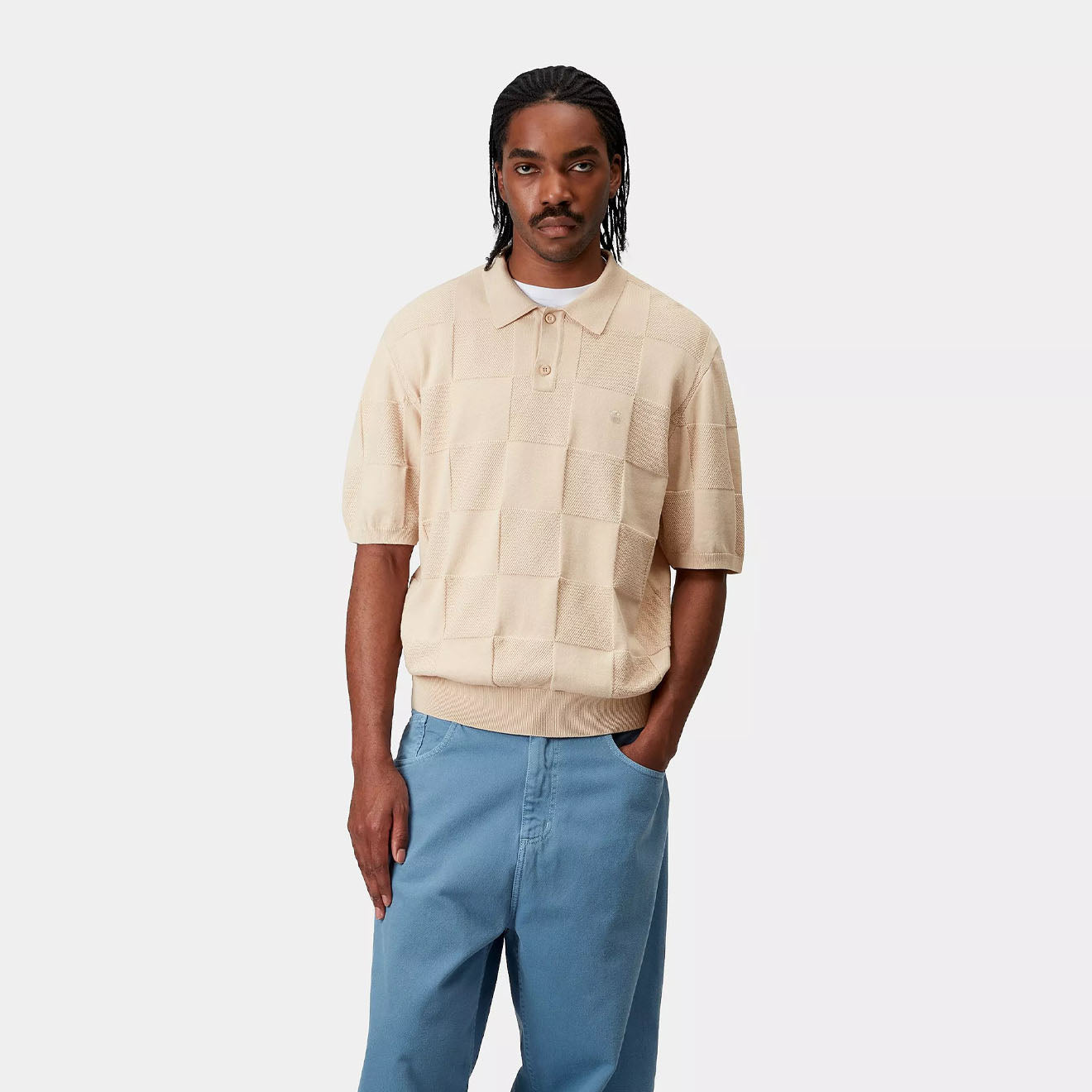 Carhartt WIP S/S Checker Polo Fleur De Sel - The Sporting Lodge